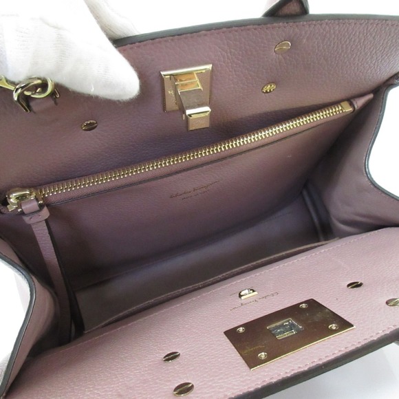 SALVATORE FERRAGAMO Purple Leather Shoulder Bag - Picture 6 of 16